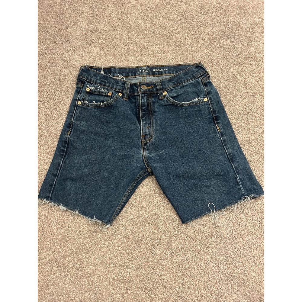 Signature Levi Strauss Denim Shorts Mens 29 Blue Good Raw Hem Distressed Jorts